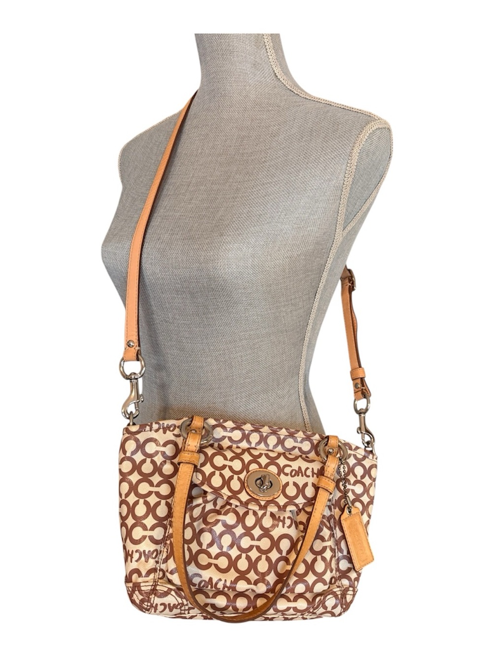 Coach Leah Opt Art Coated Canvas Logo Crossbody with Leather Trim